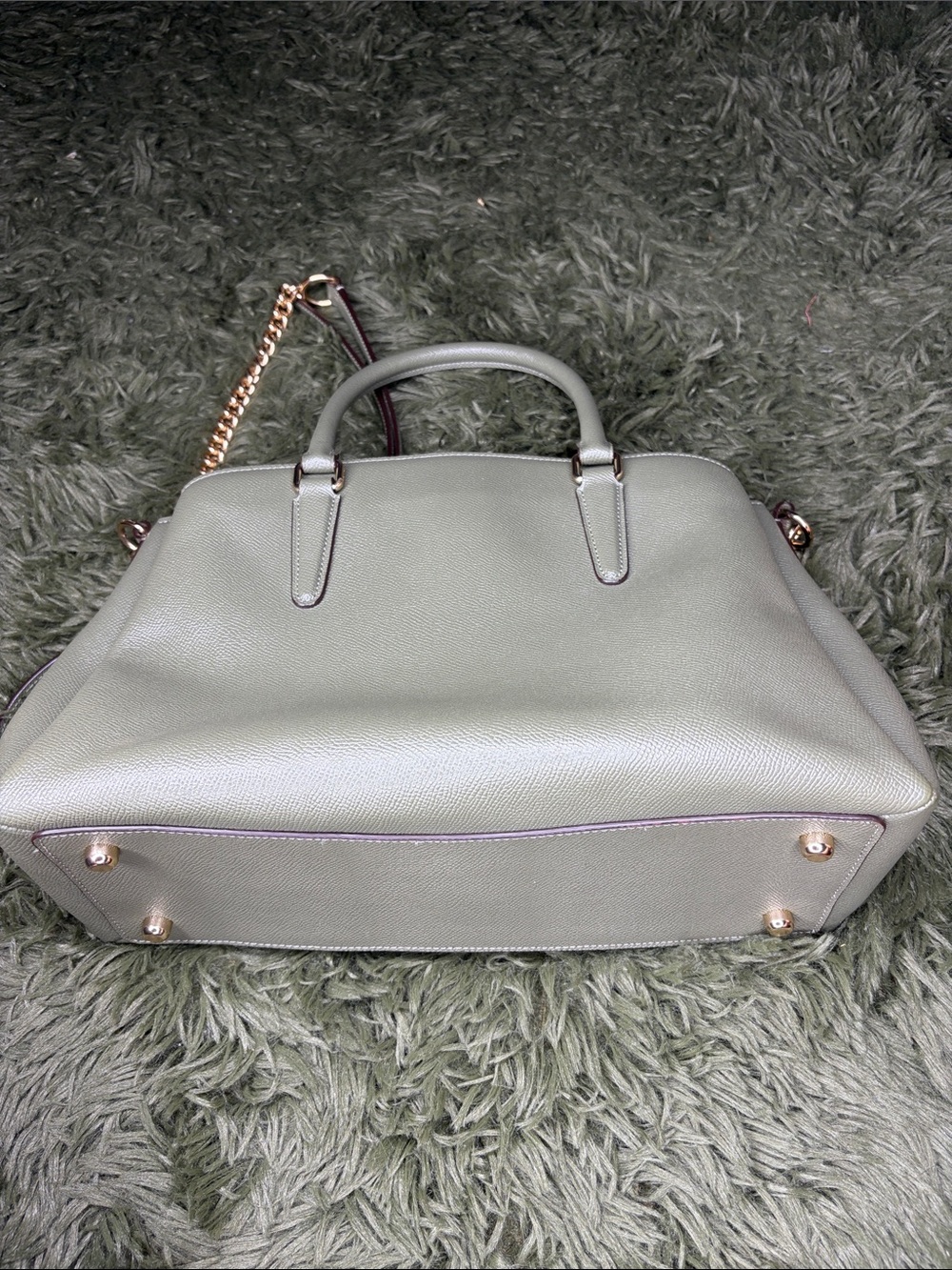 Coach Mini Sage Green Carryall Pebble Texture with Gold Hardware - Picture 10 of 11